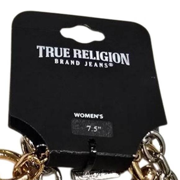 True Religion Setbof 2 Two-Tone Logo Chain Bracelet - Picture 5 of 9